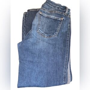 Flying Monkey jeans mid rise ankle skinny light stripe down side button/zip 10